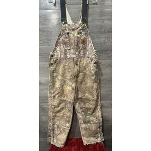 Vtg Carhartt R54 977 Realtree Camo Insulated Double Knee BIB/OVERALLS 40x30 USA